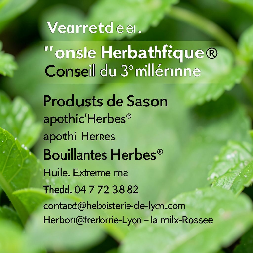 Façade chaleureuse d'une herboristerie traditionnelle, tons verts et boisés, vitrine accueillante